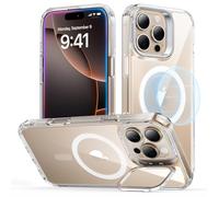 ESR Coque pour iPhone 16 Pro Max, Compatible avec MagSafe, Coque de Protection de Qualité Militaire, Coque de Téléphone avec Béquille Intégrée, Dos Résistant aux Rayures, Série Classic, Transparent