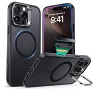 ESR Coque pour iPhone 16 Pro Max, Compatible avec MagSafe, Coque de Protection de Qualité Militaire, Coque de Téléphone avec Béquille Intégrée, Dos Résistant aux Rayures, Série Classic, Noir Givré