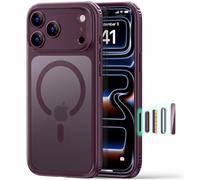 ESR Coque pour iPhone 17 Pro Max, Protection Commande de la Caméra, Compatible avec MagSafe, Protection Antichute de Qualité Militaire, Coins Air Guard Absorbant Les Chocs, Série Hybride, Rouge Givré