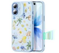 ESR Coque pour iPhone 17, Protection Commande de la Caméra, Compatible avec MagSafe, Protection Antichute de Qualité Militaire, Série Hybride, Paradis Tropical, Bleu Clair