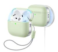 ESR Coque Pulse pour AirPods 5e/4e Génération, Compatible MagSafe, Vert | Compatible avec les AirPods 5/4 USB-C, Couvercle Magnétique, Protection Antichoc Intégrale, Cordon, Voyant LED Visible