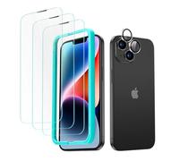 ESR Film Protection D'écran pour iPhone 14/13/13 Pro, 3 Protection en Verre Trempé et 1 Jeu de Protections de Lentilles de Caméra, Protection Complète Militaire