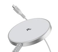 ESR for Magsafe Chargeur sans Fil 15 W, certifié Qi2, pour iPhone 17/16/16 Pro/16 Pro Max/15/14/13, AirPods 4/3/2 Pro, Station de Charge inductive avec câble en Nylon A/C renforcé de 1,5 m, Argenté
