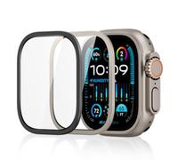 ESR Lot de 2 Protecteurs D'écran Armorite pour Apple Watch Ultra 2/1 (2024/2023/2022, 49 mm), Protection de Qualité Militaire, en Verre Trempé avec Cadre en D'aluminium, Métal Titane & Noir