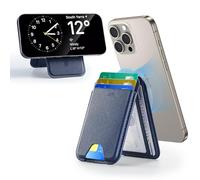 ESR Porte Carte avec MagSafe, Blocage RFID, avec Support Réglable, Wallet pour iPhone Série 17/16/15/14/13/12 et Google Pixel 10/10 Pro/10 Pro XL, Non 13/12 Mini, 5 Porte-Cartes, Cuir Végan,Bleu Foncé