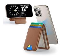 ESR Porte Carte pour MagSafe, Blocage RFID, avec Support Réglable, Wallet pour iPhone Série 17/16/15/14/13/12 et Google Pixel 10/10 Pro/10 Pro XL, Non 13/12 Mini, 5 Porte-Cartes, Cuir Végan, Marron