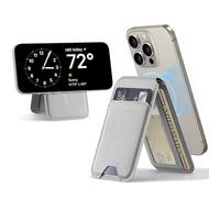 ESR Porte Carte pour MagSafe(HaloLock), Compatible avec Magnétique, avec Support Réglable, pour iPhone Série 16/15/14/13/12, Non iPhone 13/12 Mini, 3 Porte-Cartes, Cuir Végan, Gris