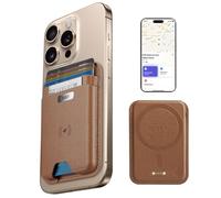 ESR Porte-Cartes pour MagSafe avec Fonction Localiser, Supportes 5 Cartes, Blocage RFID, Magnétisme Puissant pour iPhone, Magnétique Wallet pour iPhone 16/15/14/13/12 Séries,Pas pour 13/12 Mini,Marron