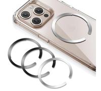 ESR pour Anneau Magnétique Compatible MagSafe, Lot de 4 Anneaux Métalliques Autocollant Telephone Universel, pour iPhone 17/16/15/14/13/12, Google Pixel 10, Galaxy S24/S23 et Plus, Noir et Argenté