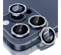 ESR Protection Objectif Caméra pour iPhone 15 Pro Max/15 Pro/14 Pro Max/14 Pro, Protecteurs Individuels HD Robustes, Anti Rayures, Ultra-fin, Série Armorite, 2 Pack, Bleu avec Strass