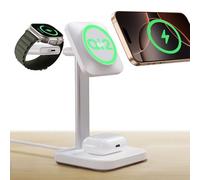 ESR Qi2 Station de Charge sans Fil 3 en 1, [Certifié] Chargeur Apple Watch et Support de Chargeur Qi2 15 W MagSafe pour iPhone, Pour Plusieurs Appareils, iPhone 16/15/14/13, Montre et AirPods 4, Blanc