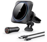 ESR Support Telephone Voiture Magsafe avec CryoBoost, Chargeur Magsafe Voiture sans Fil Magnétique pour iPhone Air/17/16/15/14/13/12, Galaxy S25, Chargeur de Refroidissement Rapide, avec 36W QC 3.0