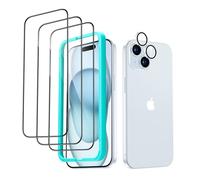 ESR Verre Trempé pour iPhone 15 Plus avec Caméra Arrière Protecteur, Contenir 3 Protection écran et 1 Protection pour Objectif Caméra Individuel, Bords Incurvés 2,5D, Couverture Complète, Anti Rayures