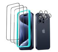 ESR Verre Trempé pour iPhone 15 Pro avec Caméra Arrière Protecteur, Contenir 3 Protection écran et 2 Protection pour Objectif Caméra Individuel, Bords Incurvés 2,5D, Couverture Complète, Anti Rayures