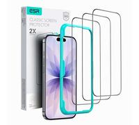 ESR Verre Trempé pour iPhone 17/iPhone 16 Pro, Protections D'écran de Qualité militaire, Incassable, Dureté 9H, Résistantes aux Rayures, Haute Clarté, avec Outil d'Installation Facile，Lot de 3