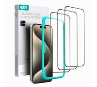 ESR Verre Trempé pour pour iPhone 15 Pro Max, 3 protections d'écran, bords incurvés 2,5D, protection complète de qualité militaire, résistante aux rayures