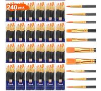 ESRICH Lot de 24 pinceaux de Peinture Acrylique, 240 pinceaux Aquarelle, tête de Pinceau en Nylon, pour Peinture à l'huile, Gouache, Visage, céramique, etc., pour Enfants et Adultes, Noir