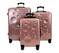 ESS COO - Set de 3 valises/Bagages ABS Rigide à 4 roulettes pivotante avec Serrure TSA intégré (Rose pâle, Set de 3)