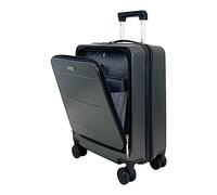 ESS COO - Valise Cabine Rigide en ABS à 4 roulettes pivotantes avec Un Compartiment pour Ordinateur Portable et sécurisé avec Une Serrure TSA intégré (avec Poche Frontale, Noir Anthracite)