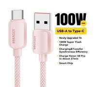 Essager 7A 100W Usb Type C Câble Pour Huawei Honor 88W Pd Chargeur De Charge Rapide Usb A Câble De Cordon De Données Pour Xiaomi Oneplus Samsung.Pink 7A 100W A To C.1M