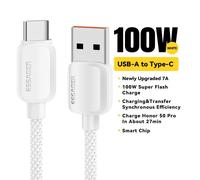 Essager 7A 100W Usb Type C Câble Pour Huawei Honor 88W Pd Chargeur De Charge Rapide Usb A Câble De Cordon De Données Pour Xiaomi Oneplus Samsung.White 7A 100W A To C.1M