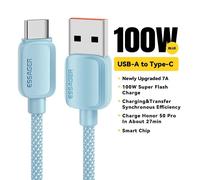 Essager 7A 100W Usb Type C Câble Pour Huawei Honor 88W Pd Chargeur De Charge Rapide Usb A Câble De Cordon De Données Pour Xiaomi Oneplus Samsung.Blue 7A 100W A To C.1M