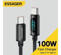 Essager-Câble de charge rapide de type C vers type C, 100W, PD, chargeur USB C vers USB C, câble d'affichage, Xiaomi, POCO F3, Realme, Macbook, iPad 100W C- C Black