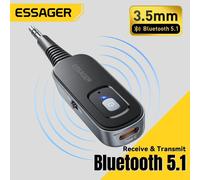 Essager - récepteur et émetteur Audio Bluetooth 5.1 2 en 1, prise Jack 3.5MM avec micro, adaptateur sans fil pour musique stéréo, pour PC, TV, haut-parleurs de voiture Blue