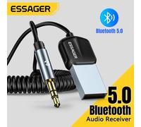 Essager USB Bluetooth 5.0 récepteur Aux Bluetooth adaptateur pour voiture 3.5mm Jack haut-parleur Auto mains libres voiture Audio transmetteur de musique Black