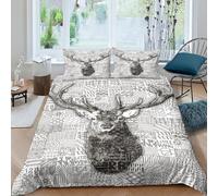 ESSAHI Cerf Parure De Lit Housse De Couette pour Adulte Et Enfant,en Microfibre 3D avec Taies d'oreiller,Animal de la Jungle Housses De Couettes 3 Pièces-pour Garçons,Fille Double（200x200cm）
