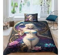 ESSAHI Filles Sexy Housse De Couette 3D Imprimé Parure De Lit avec Fermeture Éclair - Doux Sets De Anime Housse Couette 3 Pièces en Microfibre avec Taies D'oreillers Single（135x200cm）