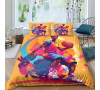 ESSAHI Housse De Couette Microfibre 3D Basketball Parures De Lit Ensemble De Literieavec Taies d'oreiller, pour Adultes Et Enfants King(220x240cm)