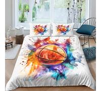ESSAHI Housse De Couette Microfibre 3D Basketball Parures De Lit Ensemble De Literieavec Taies d'oreiller, pour Adultes Et Enfants Double（200x200cm）
