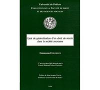 Essai de généralisation d'un droit de retrait dans la société anonyme - Emmanuel Georges - Lgdj - broché - Etude