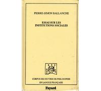 Essai Sur Les Institutions Sociales