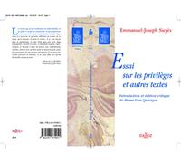 Essais sur les privilèges et autres textes - Réimpression des éditions de 1788, 1789 et 1795