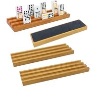 ESSAJOY Lot de 6 plateaux à dominos en bois pour domino en train mexicain - Double 12 dalles - Support en bois pour domino (6 organiseurs de domino en bois)