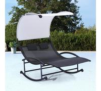 Essaouira transat double à bascule avec auvent noir et écru