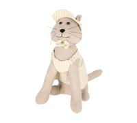 Esschert Butée de porte chat Dapper | Figurine de chat en tissu, chapeau rayé et nœud papillon