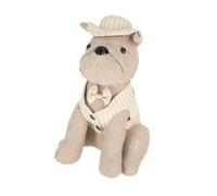 Esschert Butée de porte Dapper Dog | Corps en tissu tissé, nœud papillon et chapeau rayé, base lestée