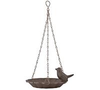 Esschert Design Abreuvoir à oiseaux suspendu 1 oiseau en fonte et ardoise 16 x 16 x 7,6 cm