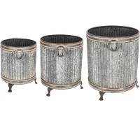 Esschert Design Bacs à Fleurs Ronds sur Pieds, Lot de 3 - 1 kit