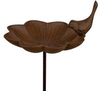 Esschert Design Bain d'oiseaux Bassin d'oiseaux Mangeoire en fonte Tige d'oiseau