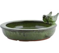 Esschert Design | Bain d'oiseaux - Céramique - Vert - Décoratif - Style Vintage - Pour jardin et balcon