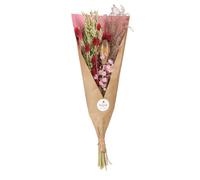 ESSCHERT DESIGN-Bouquet de fleurs séchées roseouge en mélange dans papier kraft Naturalys Field - 55 cm