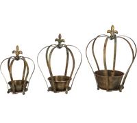 Esschert Design Cache-Pot Couronne "Aged Metal" - Lot de 3 - 1 kit