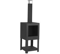 Esschert Design Cheminée d'Extérieur avec Rangement de Bois Noir Foyer Jardin 421283