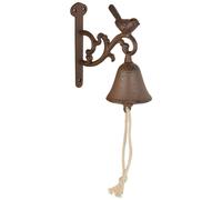 ESSCHERT DESIGN-Cloche murale motif oiseau en fonte marron 14,4x7,5x15,5 cm