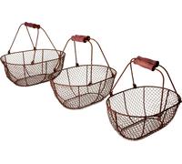 Esschert Design Corbeilles en fil métallique brun antique, set de 3 ; WB5