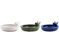 Esschert Design FB421 Baignoire en céramique avec 2 Oiseaux et 3 Branches Blanc/Vert/Bleu